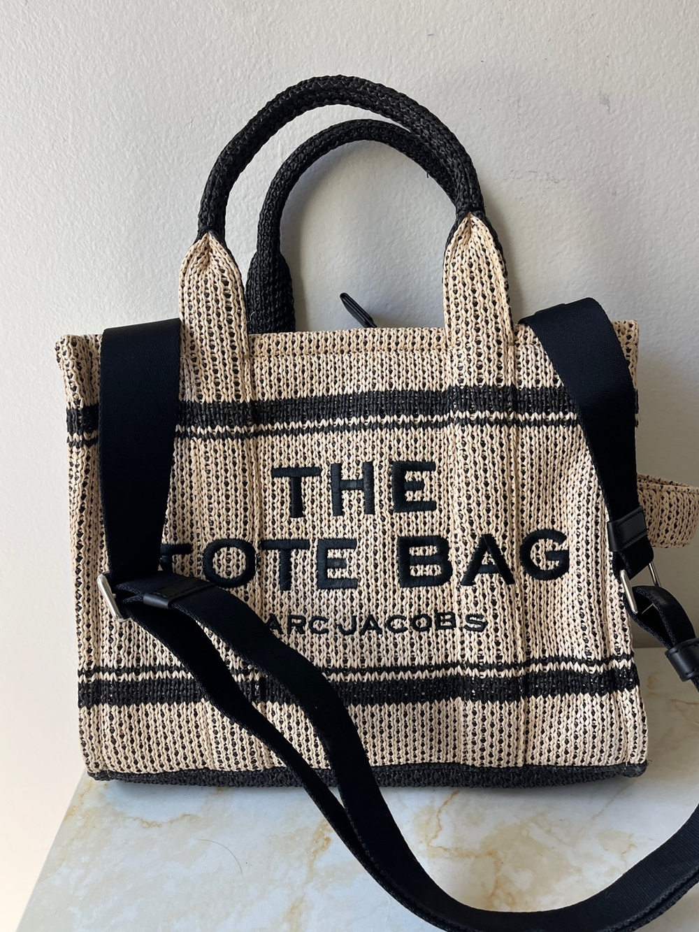 Marc Jacobs Beige and Black Woven 'The Tote Bag' - Picture 3 of 5